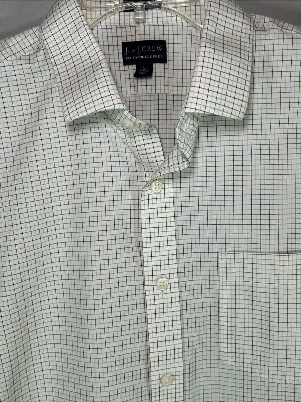 J. Crew Men's Oxford Button Down Shirt White Multicolor Check 16-16 1/2
